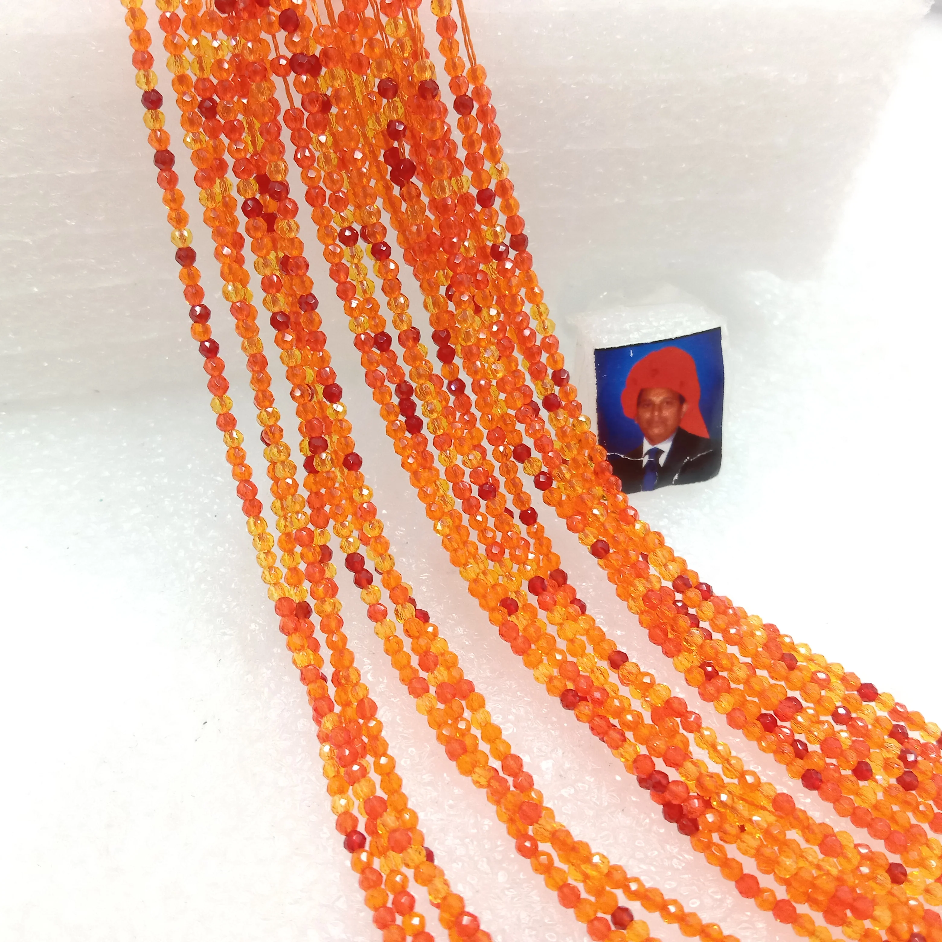high quality orange shade hydro beads 2mm 1 string
