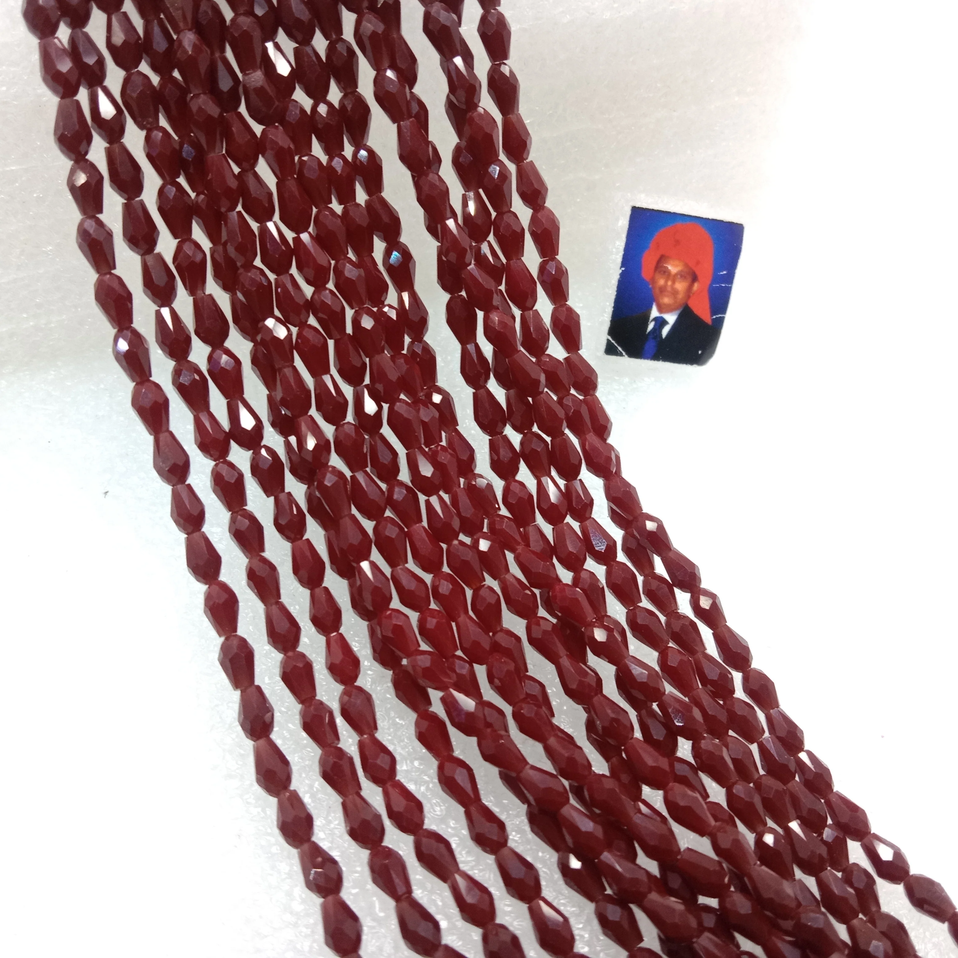 high quality dark red small drop shape crystal beads 3x4mm 1 string