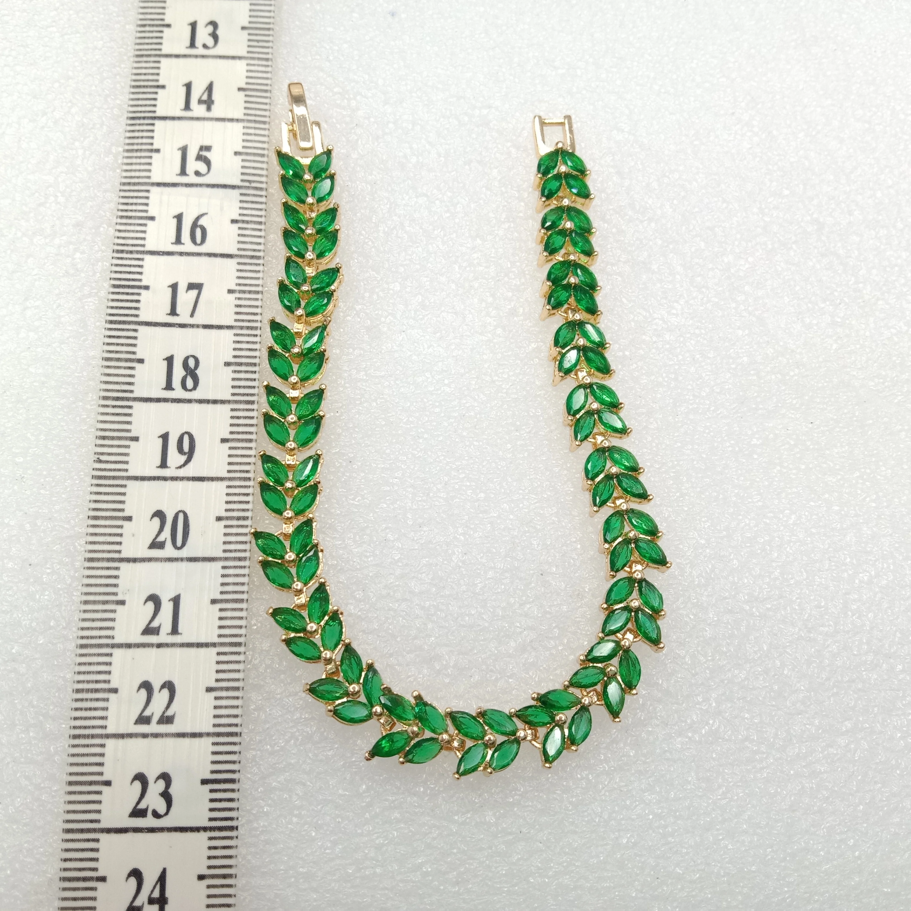 Dark green stone leave shape (1pcs) high quality AD bracelet (6 inches)