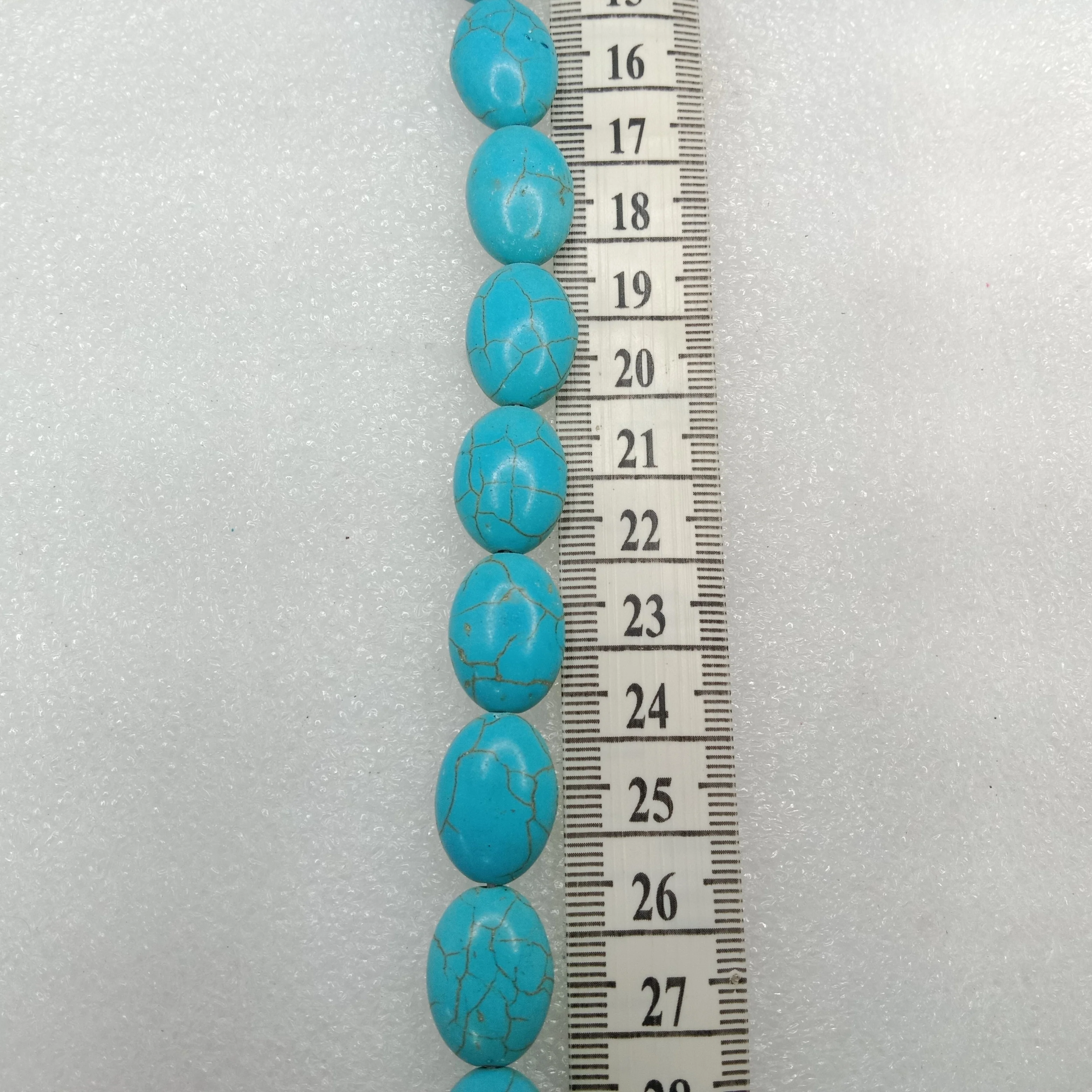 Flat oval shape turquoise beads 1 string