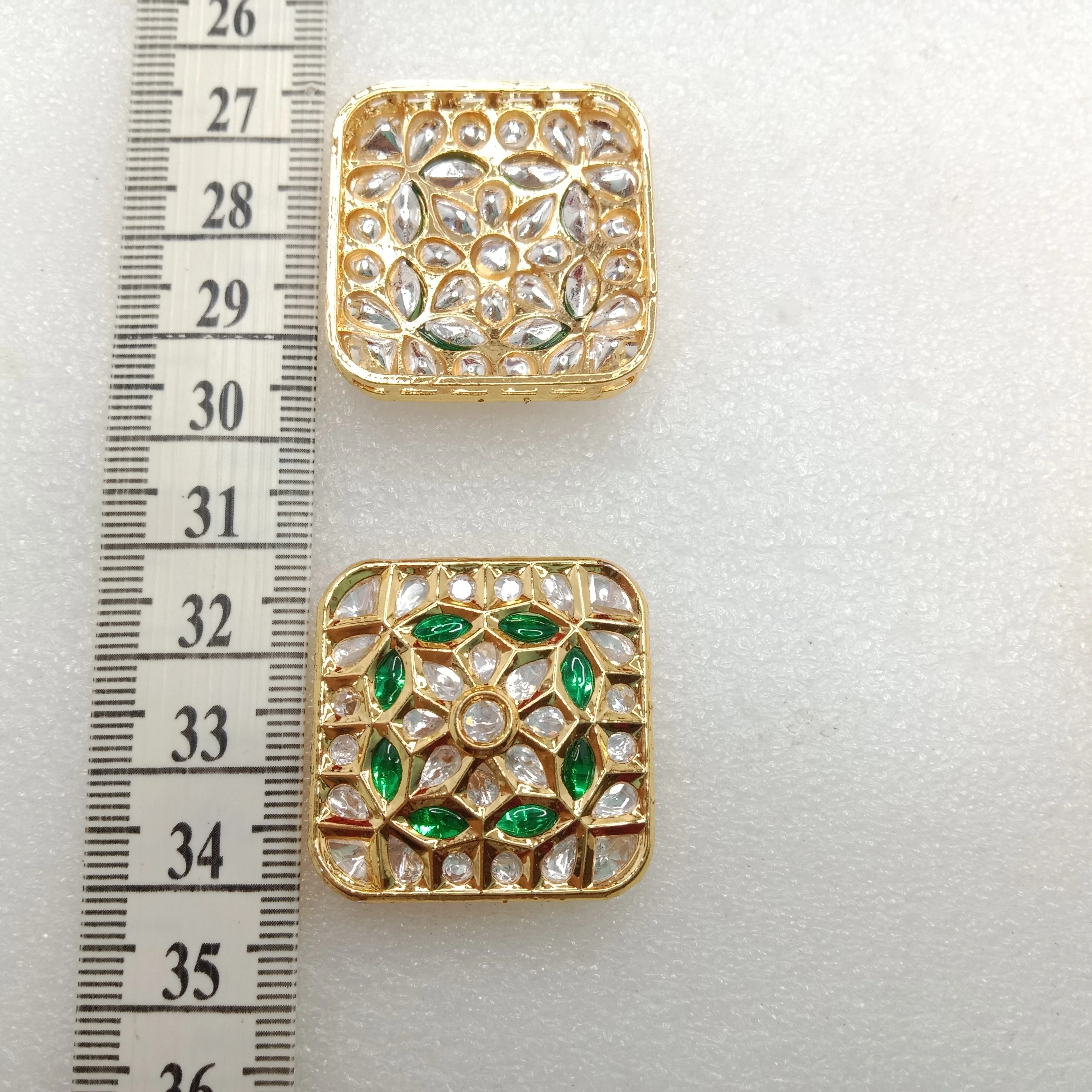 Dark green(2pcs) high quality kundan connectors square shape 31mm(3cm)