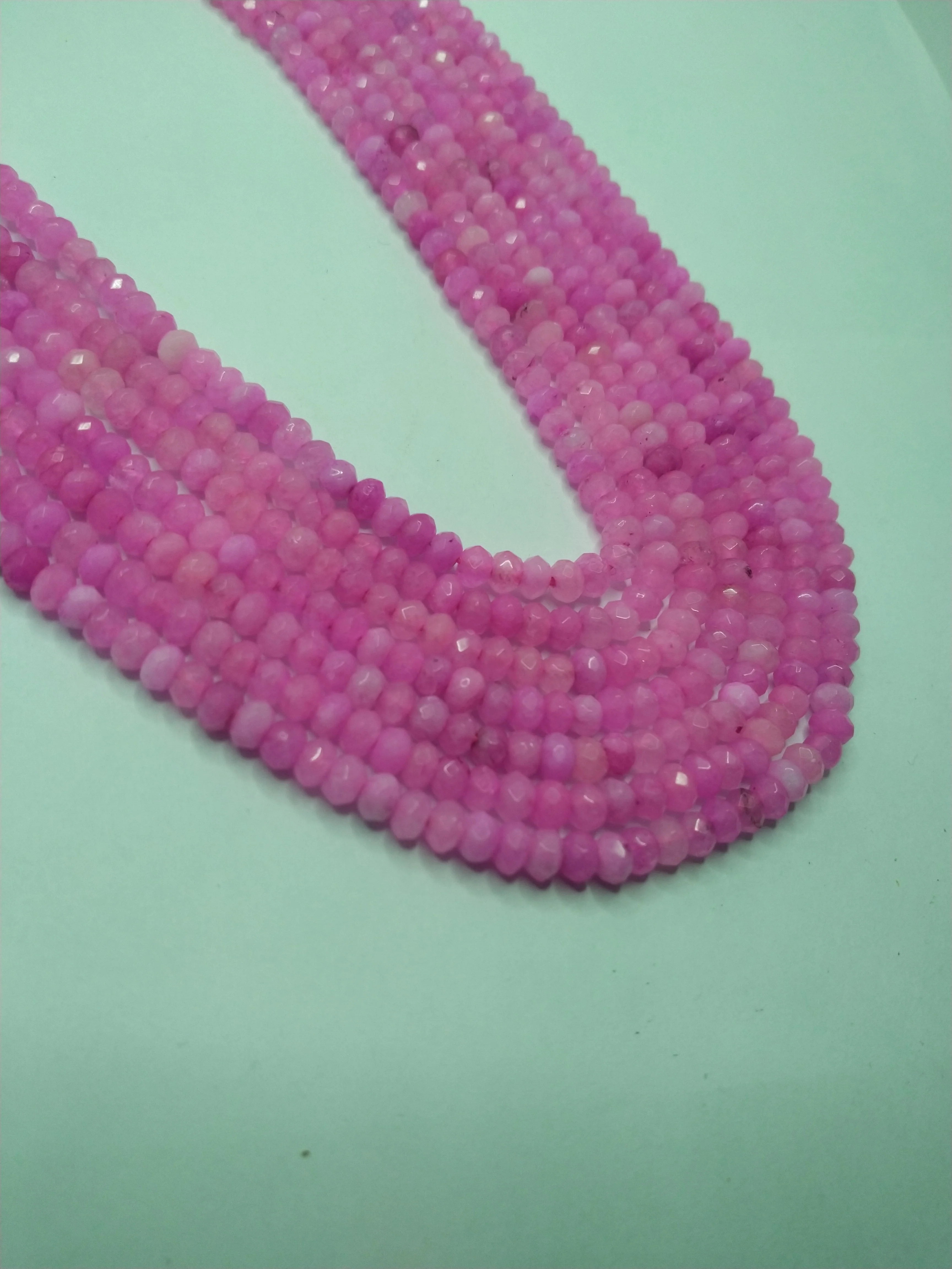 Rani pink High Quality agateRondell Beads  4mm 1 string