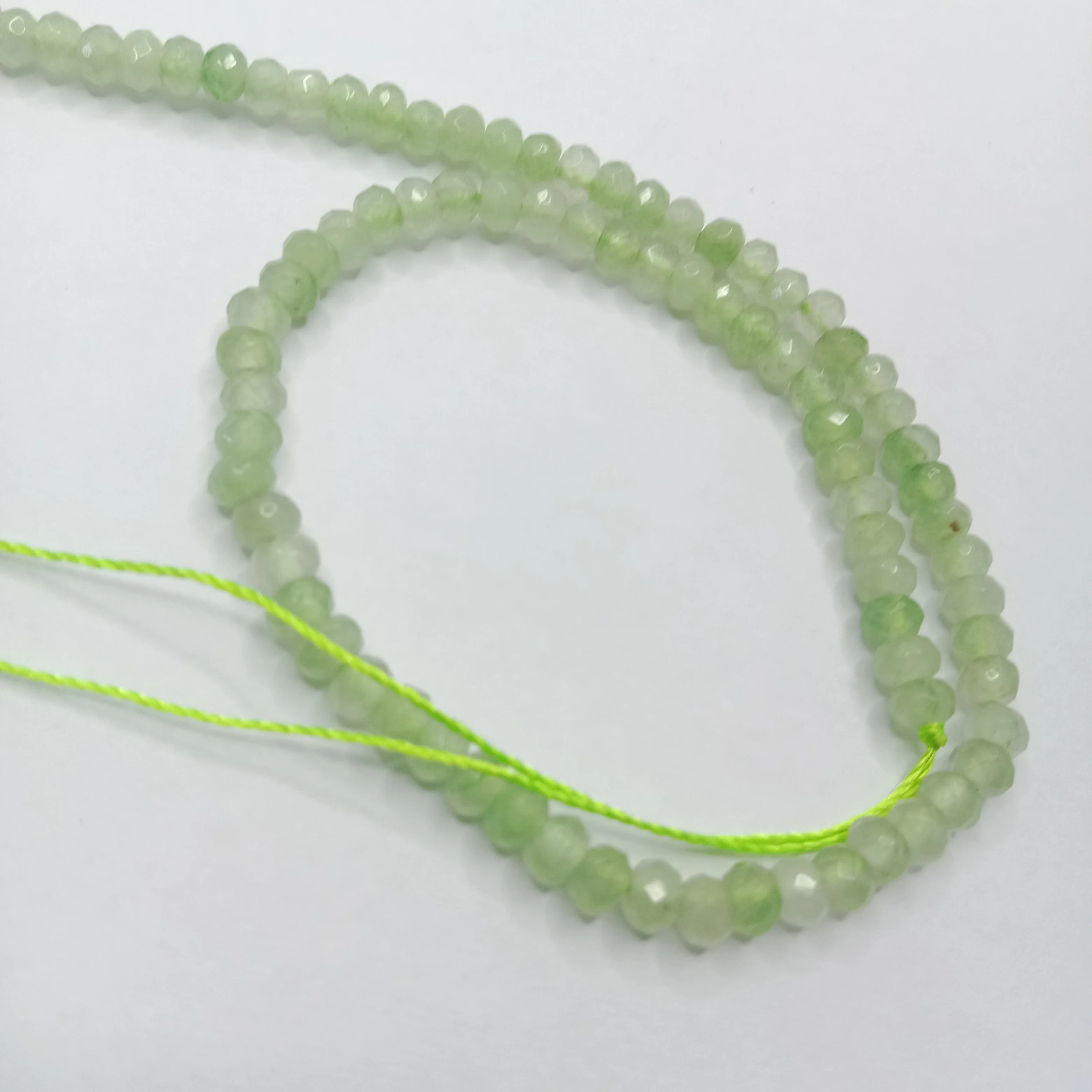 Light Green High Quality agateRondell Beads  4mm 1 string