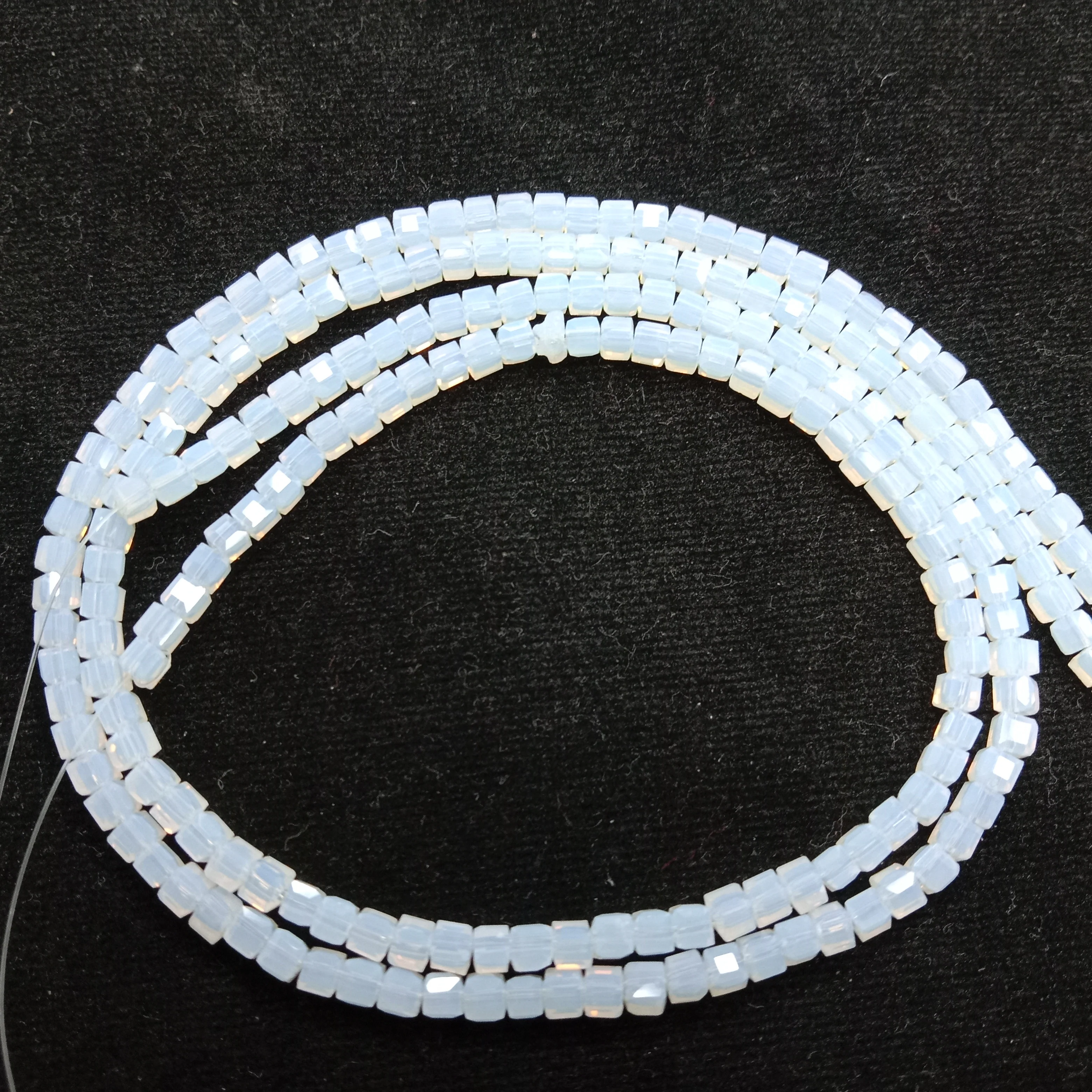 high quality white square shape crystal beads 3mm 1 string