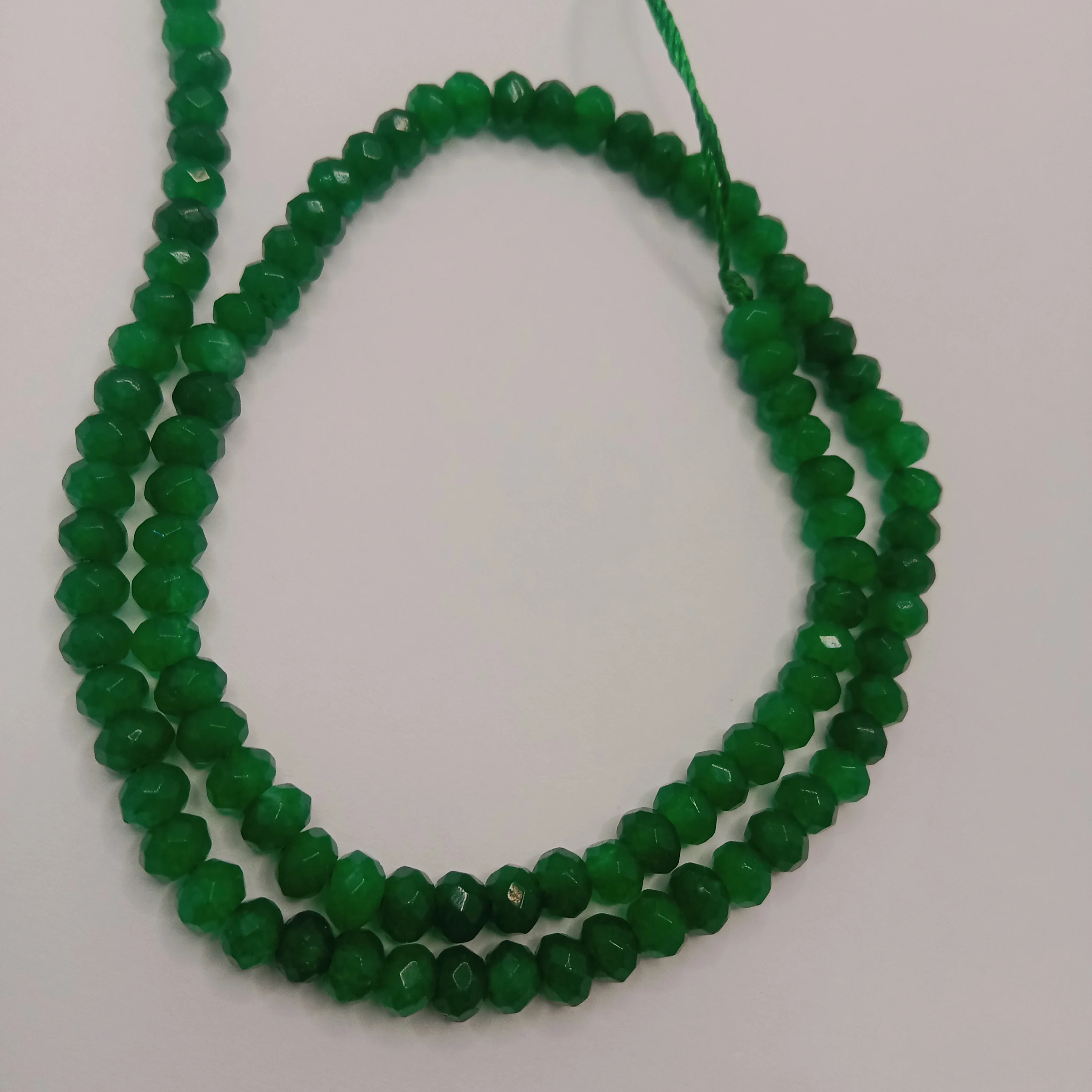 Green High Quality agateRondell Beads  4mm 1 string