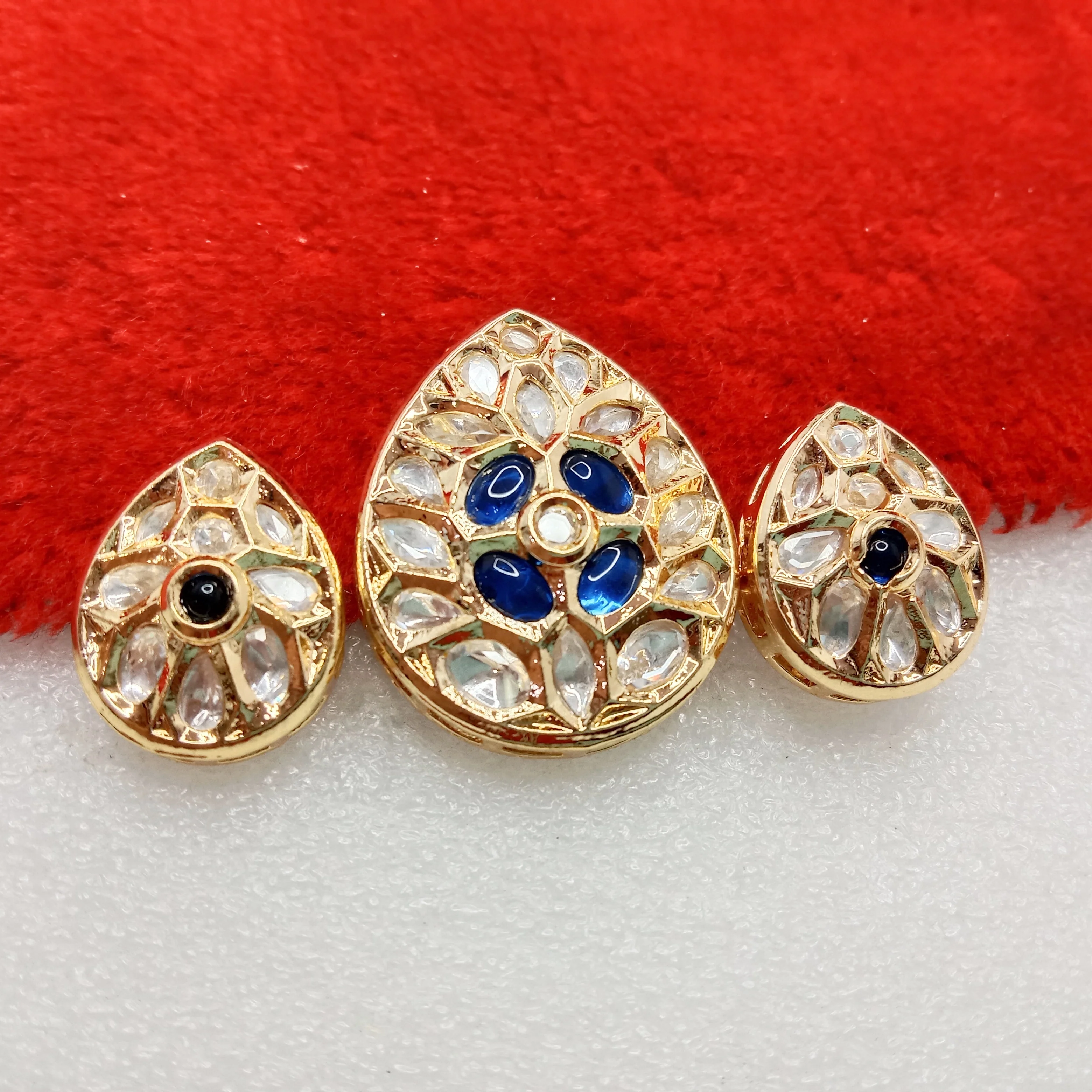 Dark blue(1set) high quality kundan pendant set drop shape 33mm(4cm)