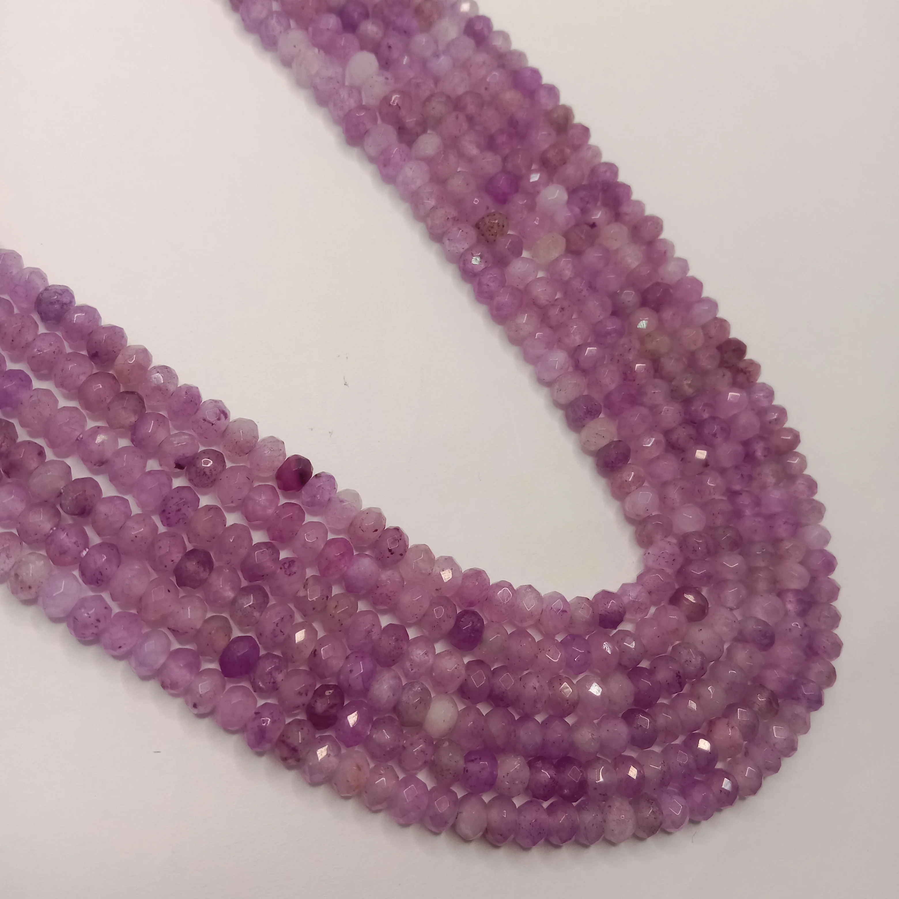 Light shaded purple High Quality agateRondell Beads  4mm 1 string