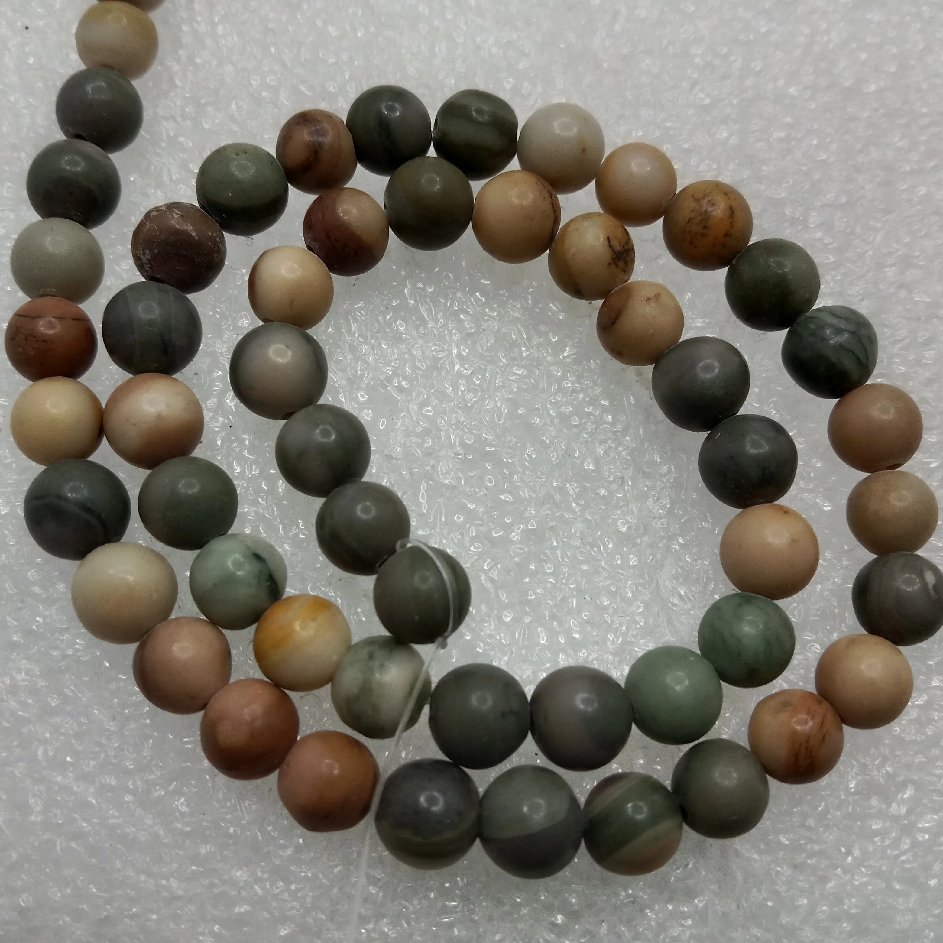 Silver leaf jasper 6mm plan agate beads 1 string