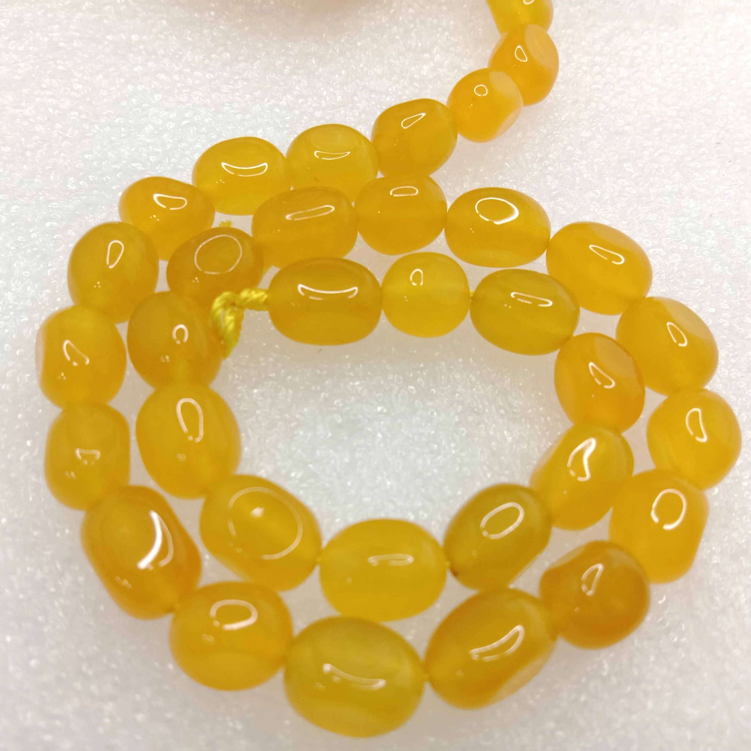 Yellow jade High quality tumble stone beads 1 string(8x11mm)