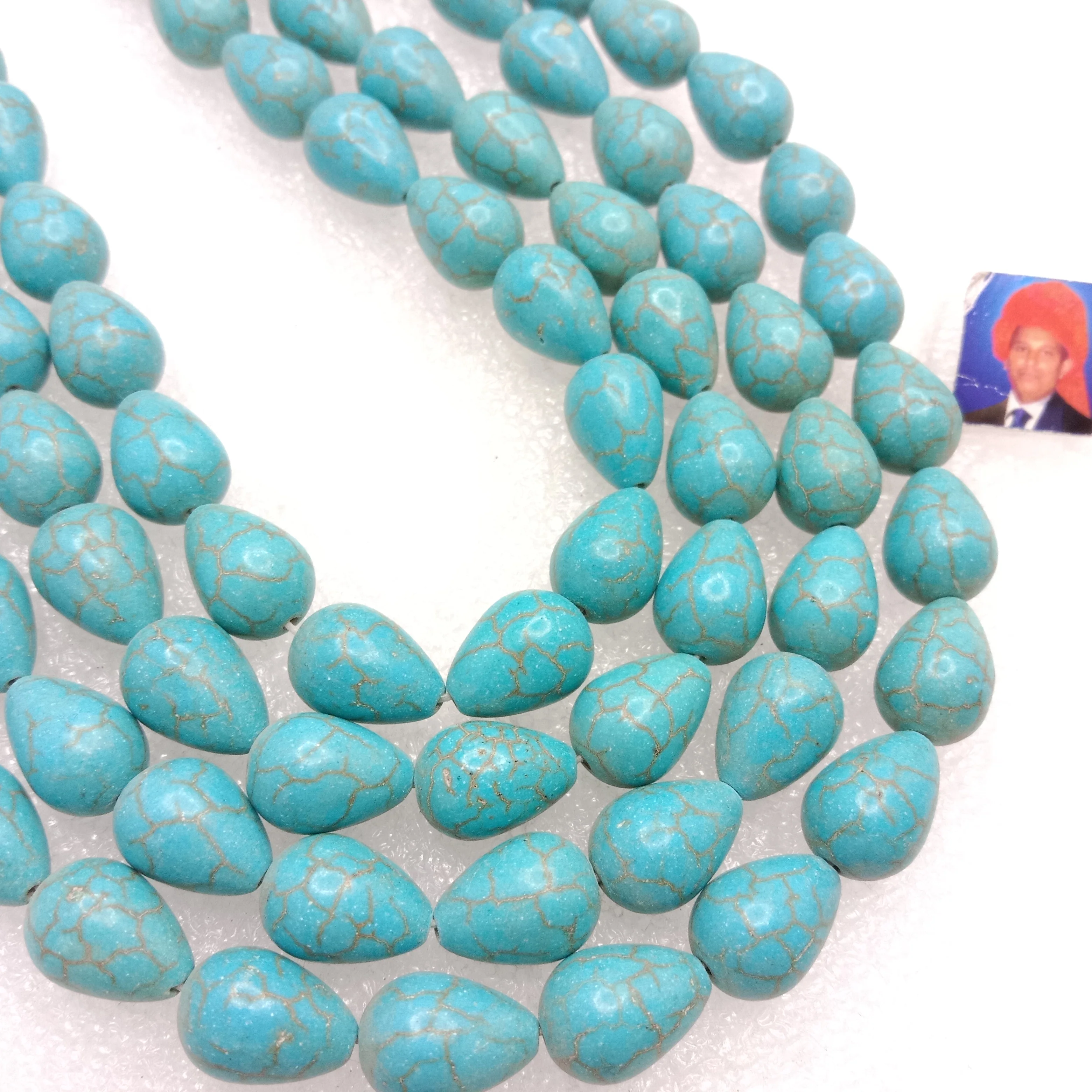 Small pears shape turquoise beads 1 string