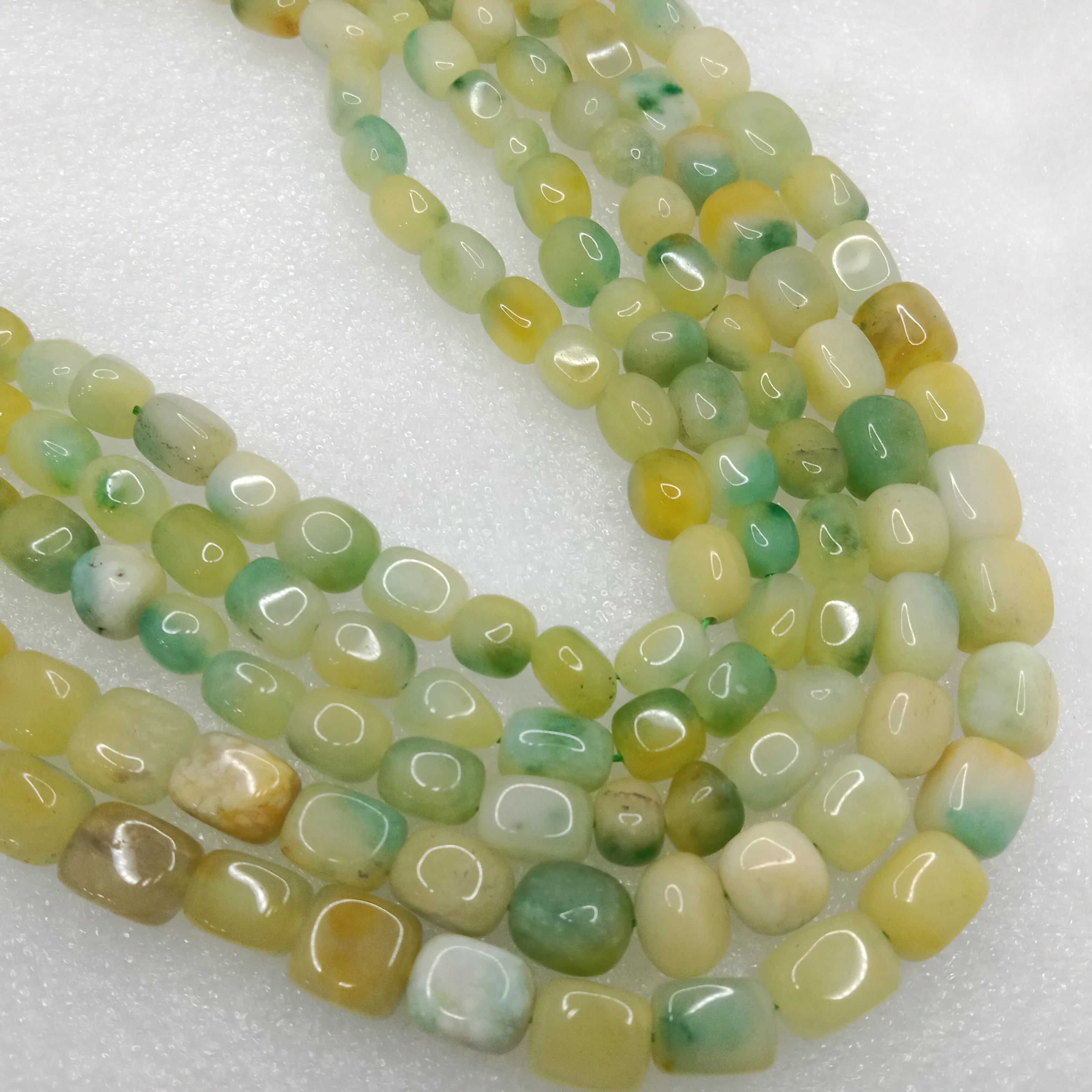 Multi green High quality tumble stone beads 1 string