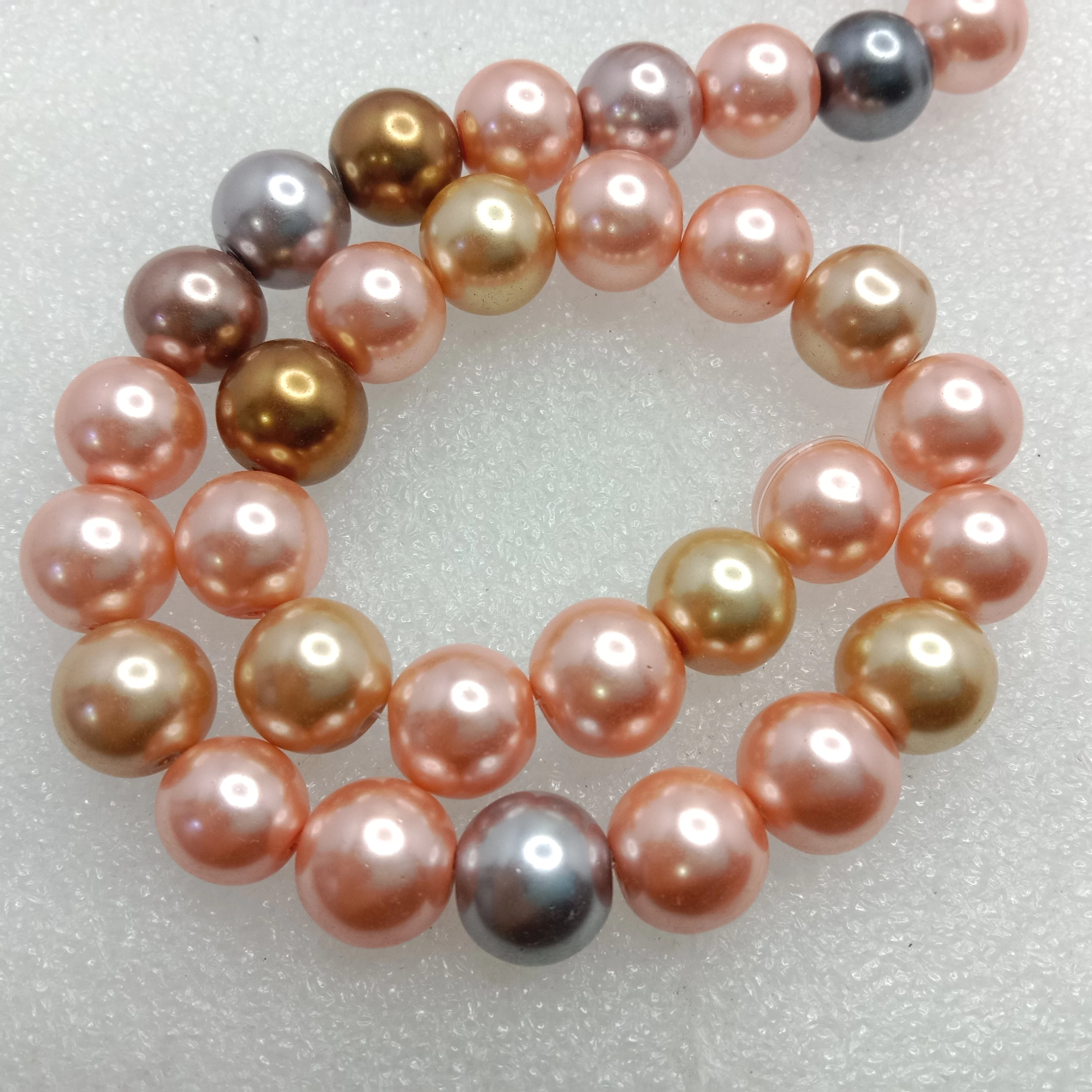 High quality multi colour metallic pearls 12 mm 1 string