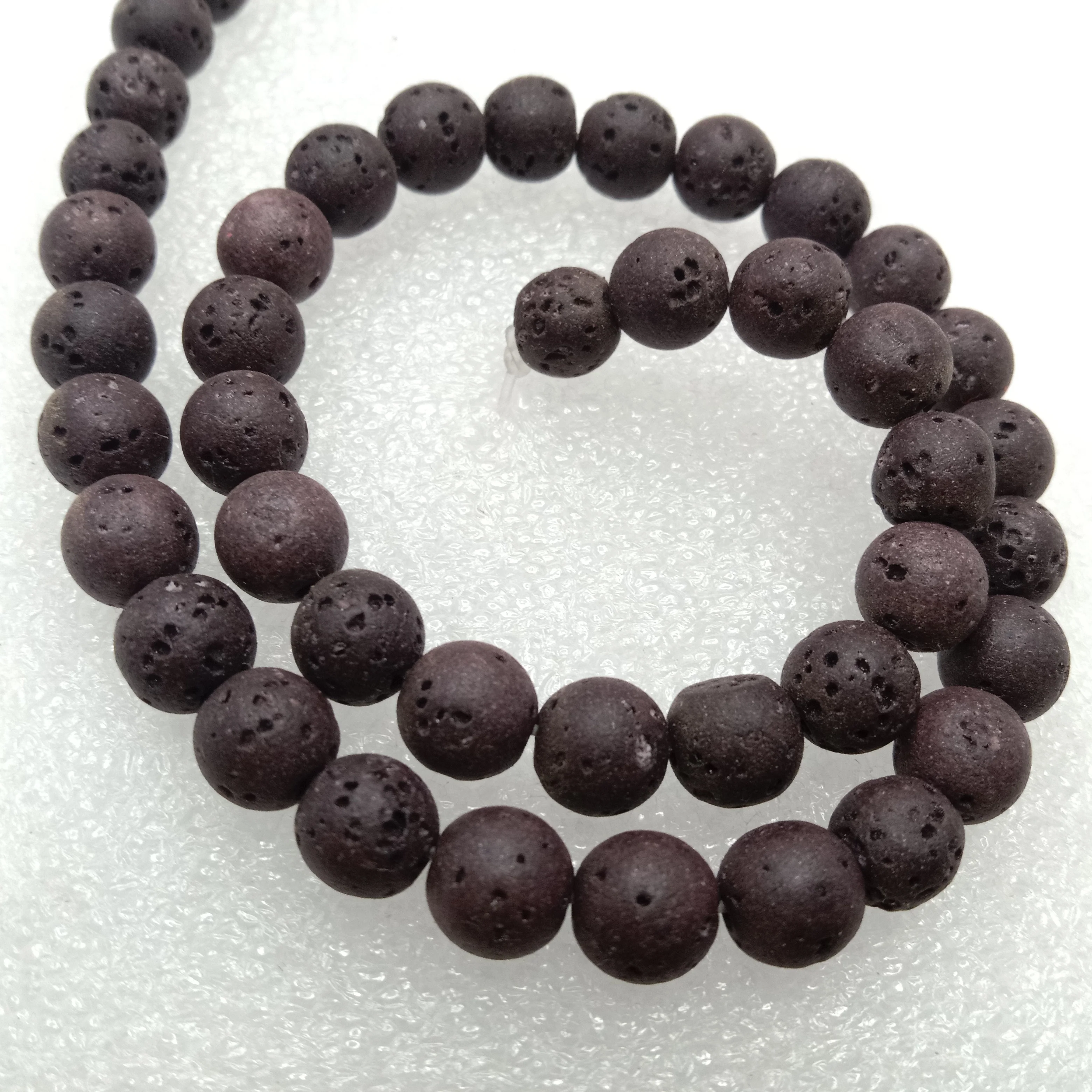 Dark brown round shape lava beads 8 mm 1 string