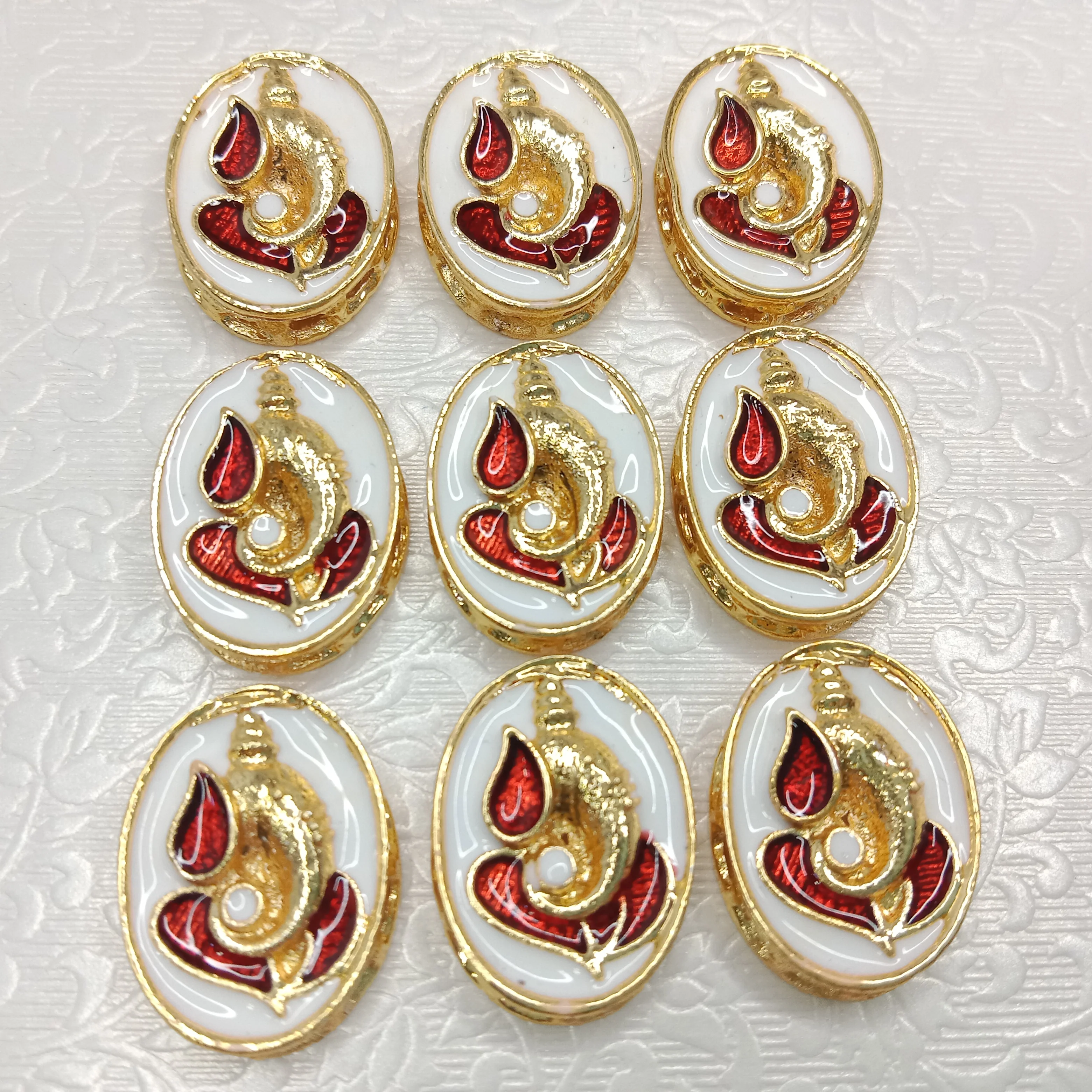 Meenakari Ganpati pendant kundan connectors 10pcs