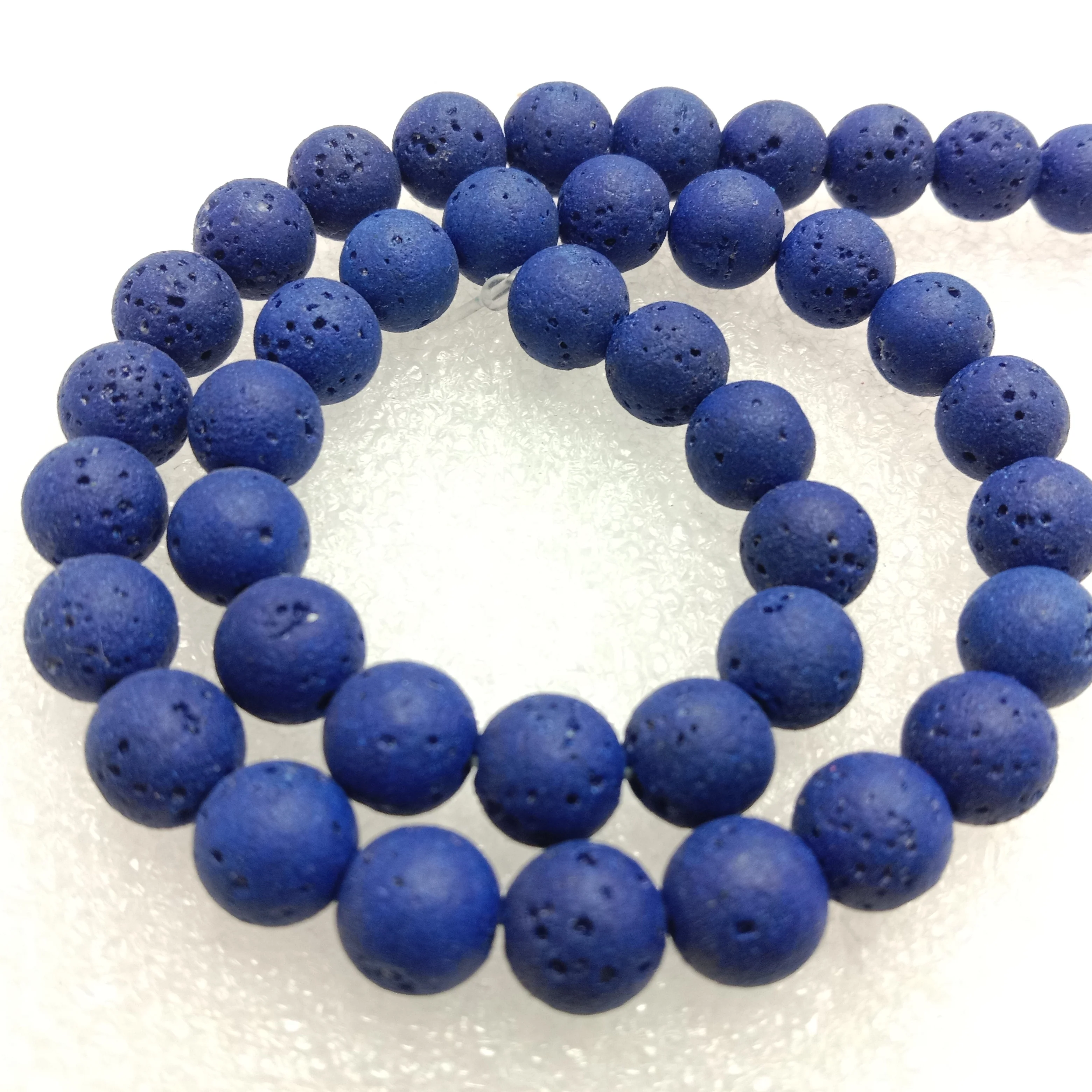 Dark blue round shape lava beads 8 mm 1 string