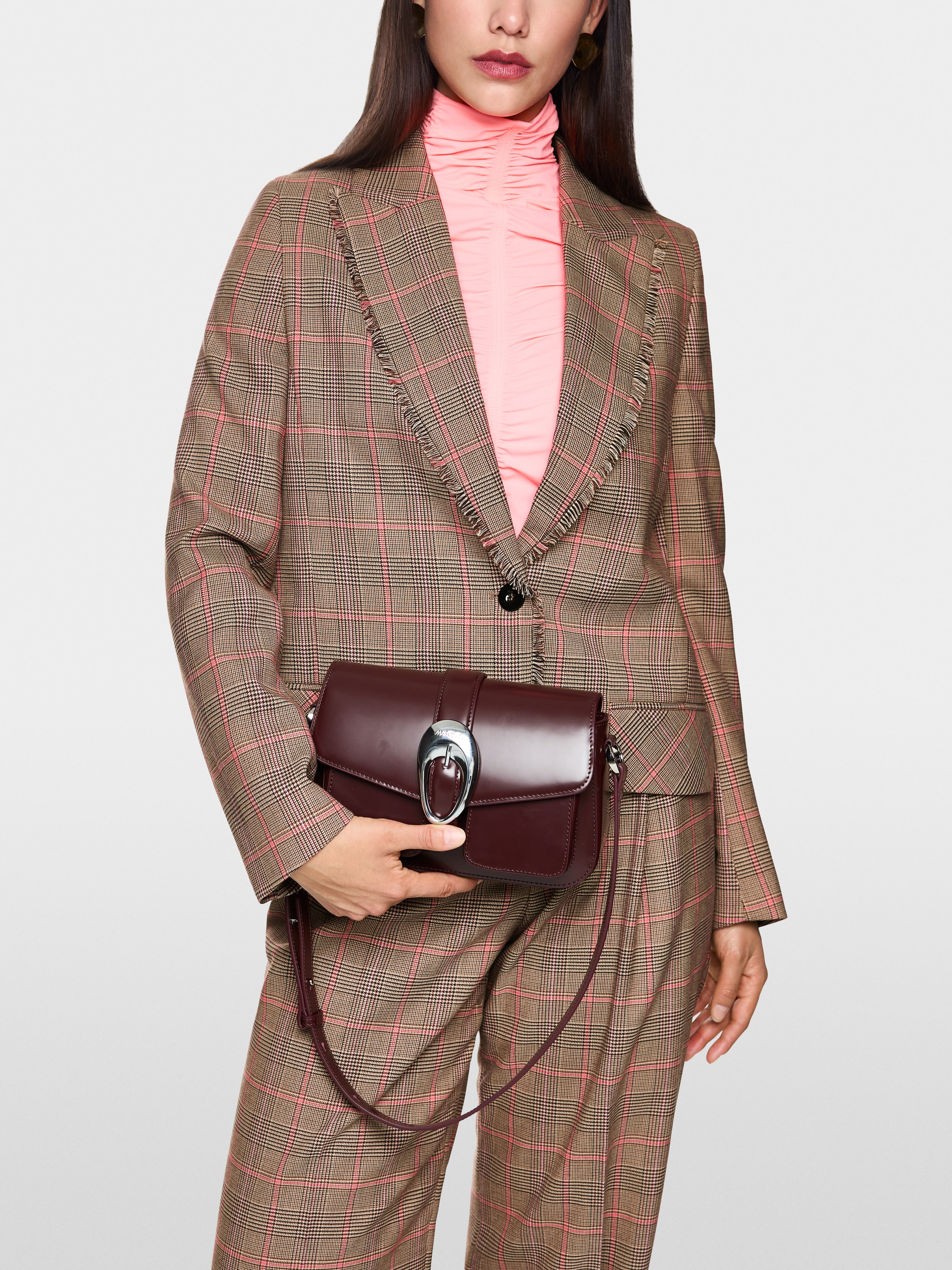 Marc Cain Classic checked blazer with fringes