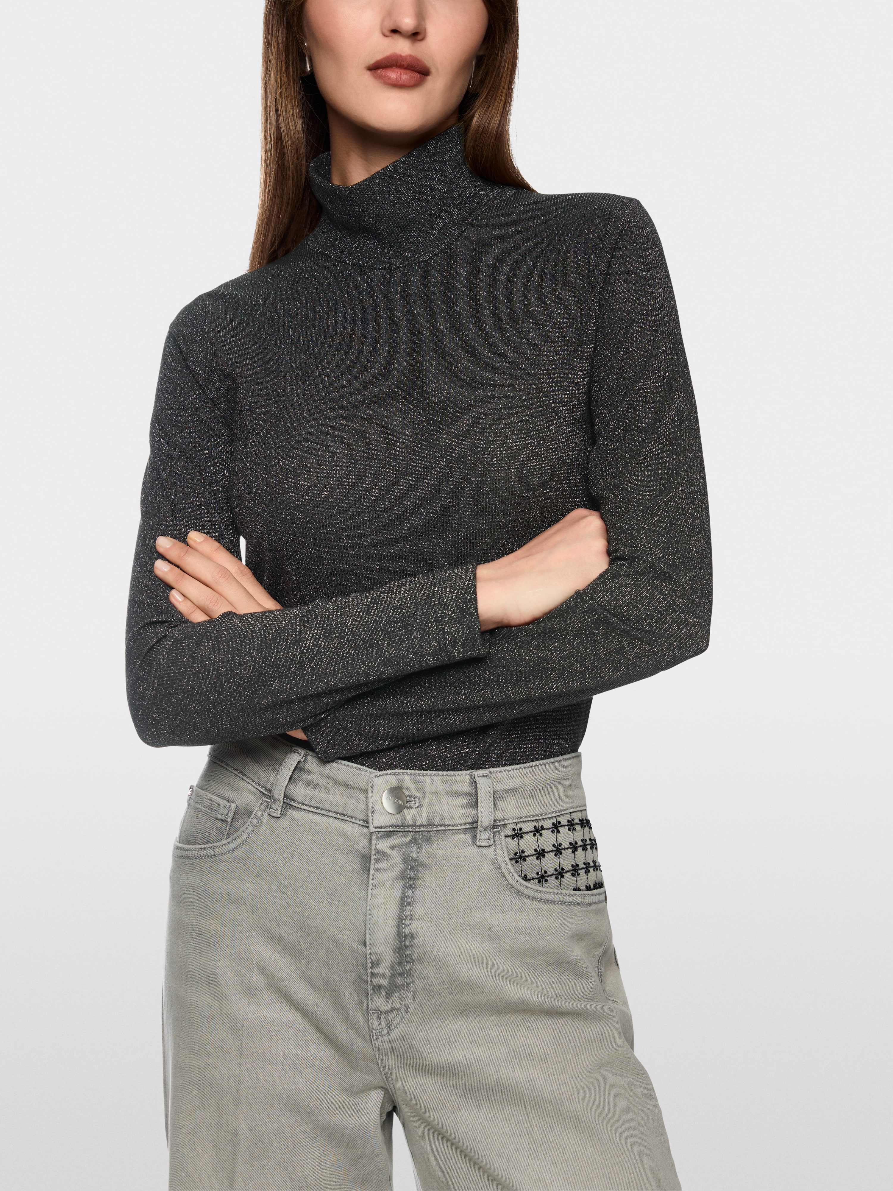 Marc Cain Slim-fit lurex long-sleeved top