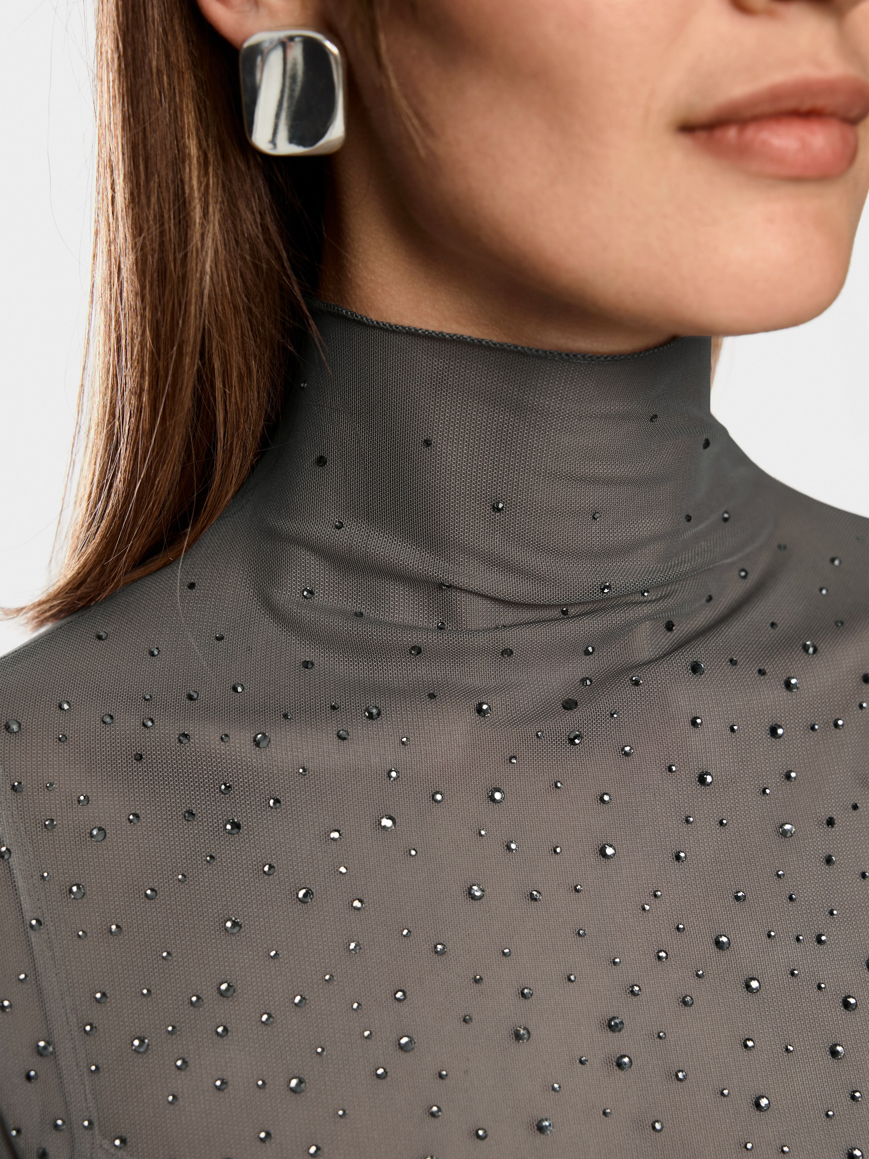 Marc Cain Long-sleeved mesh top with hotfix