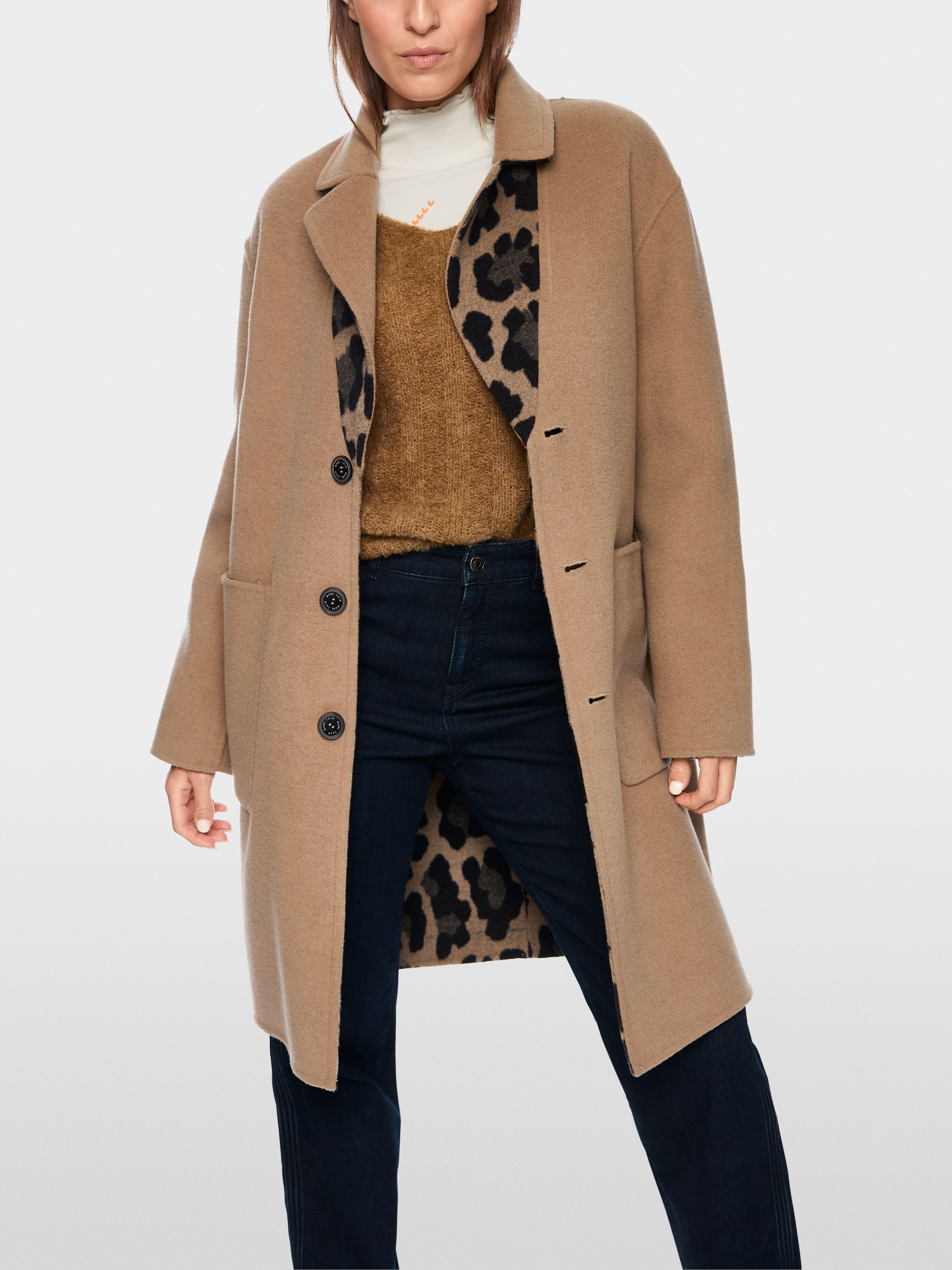 Marc Cain Reversible coat with leopard print