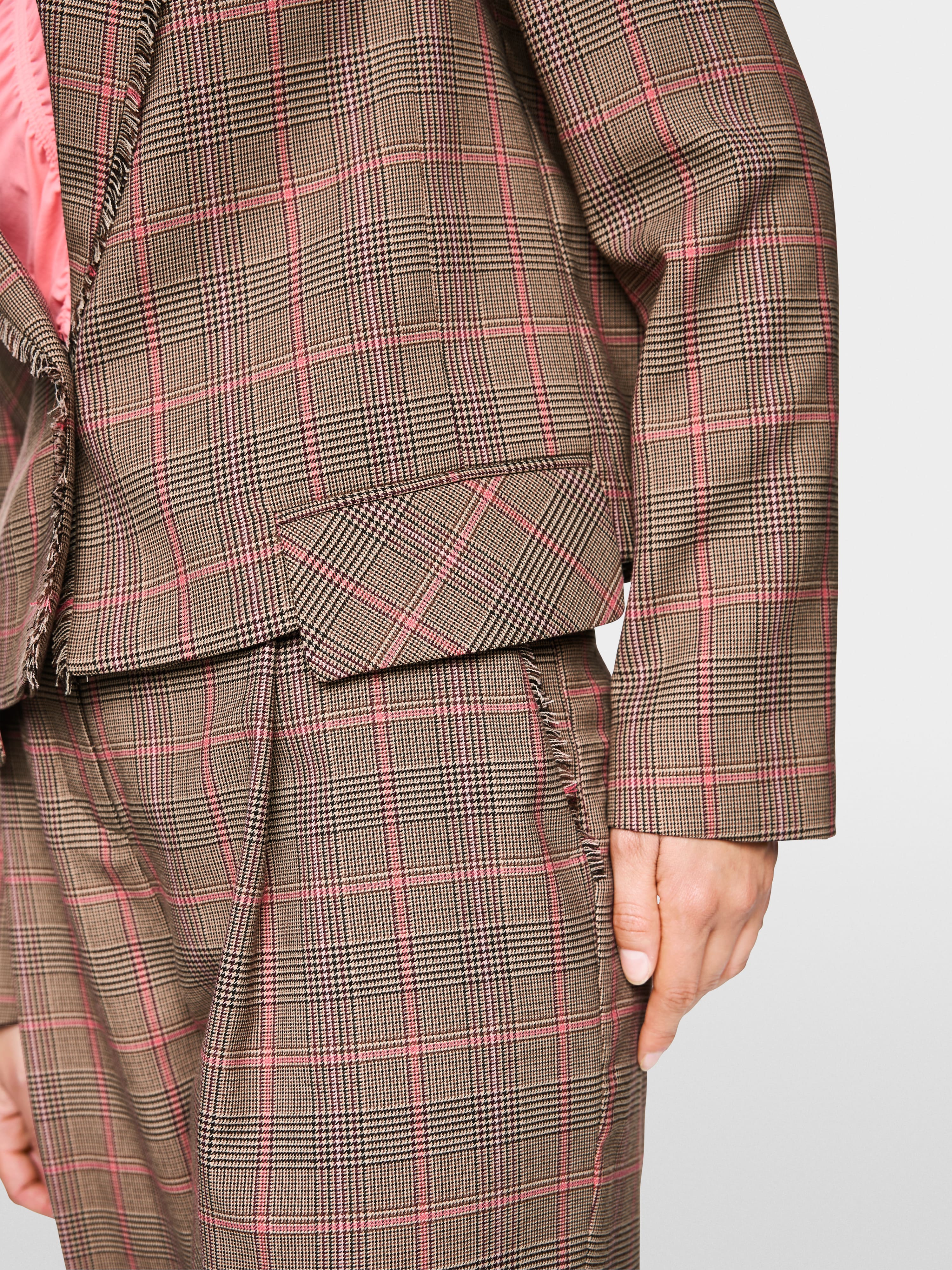 Marc Cain Classic checked blazer with fringes