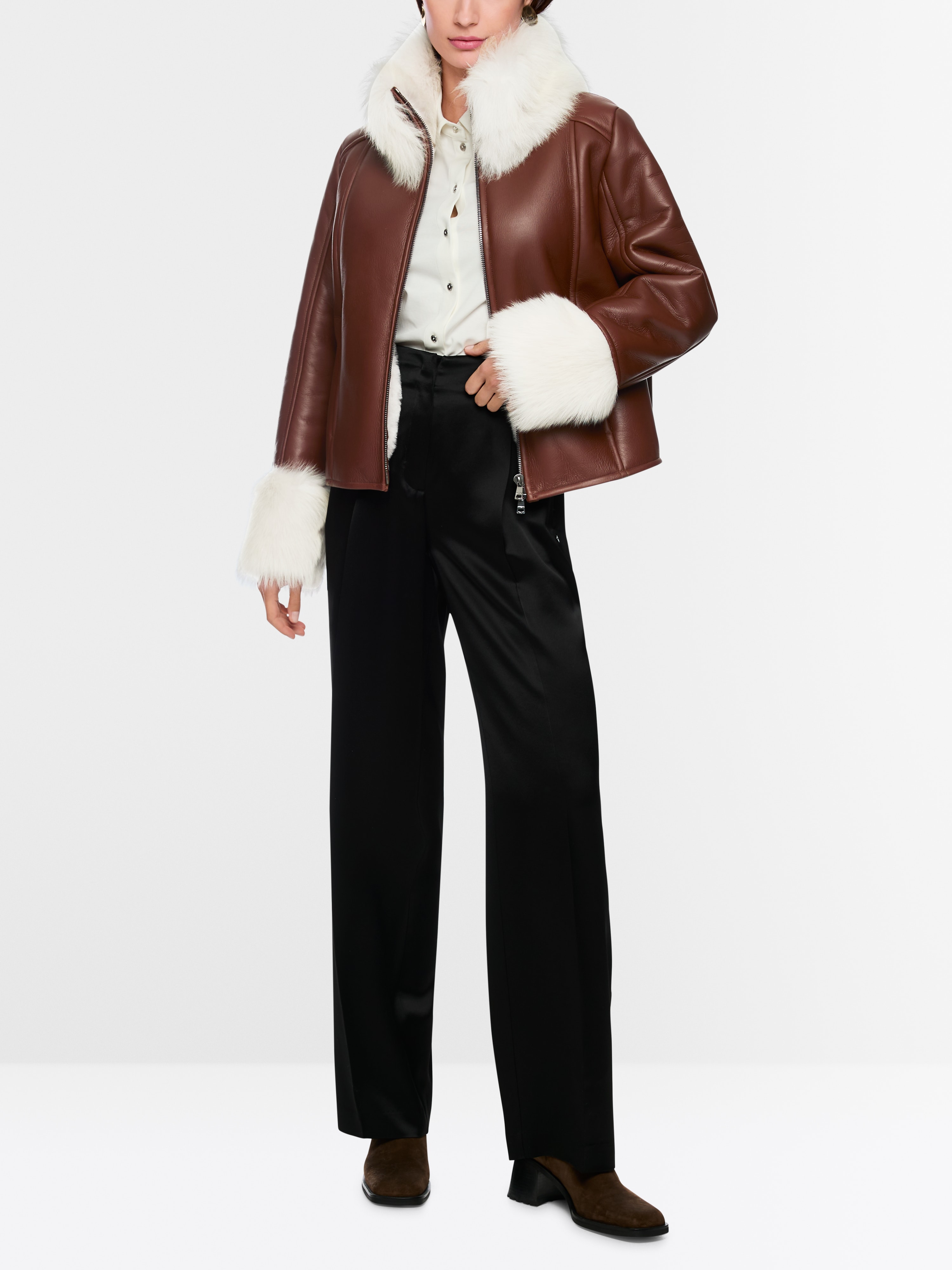 Marc Cain Lambskin jacket with cosy collar