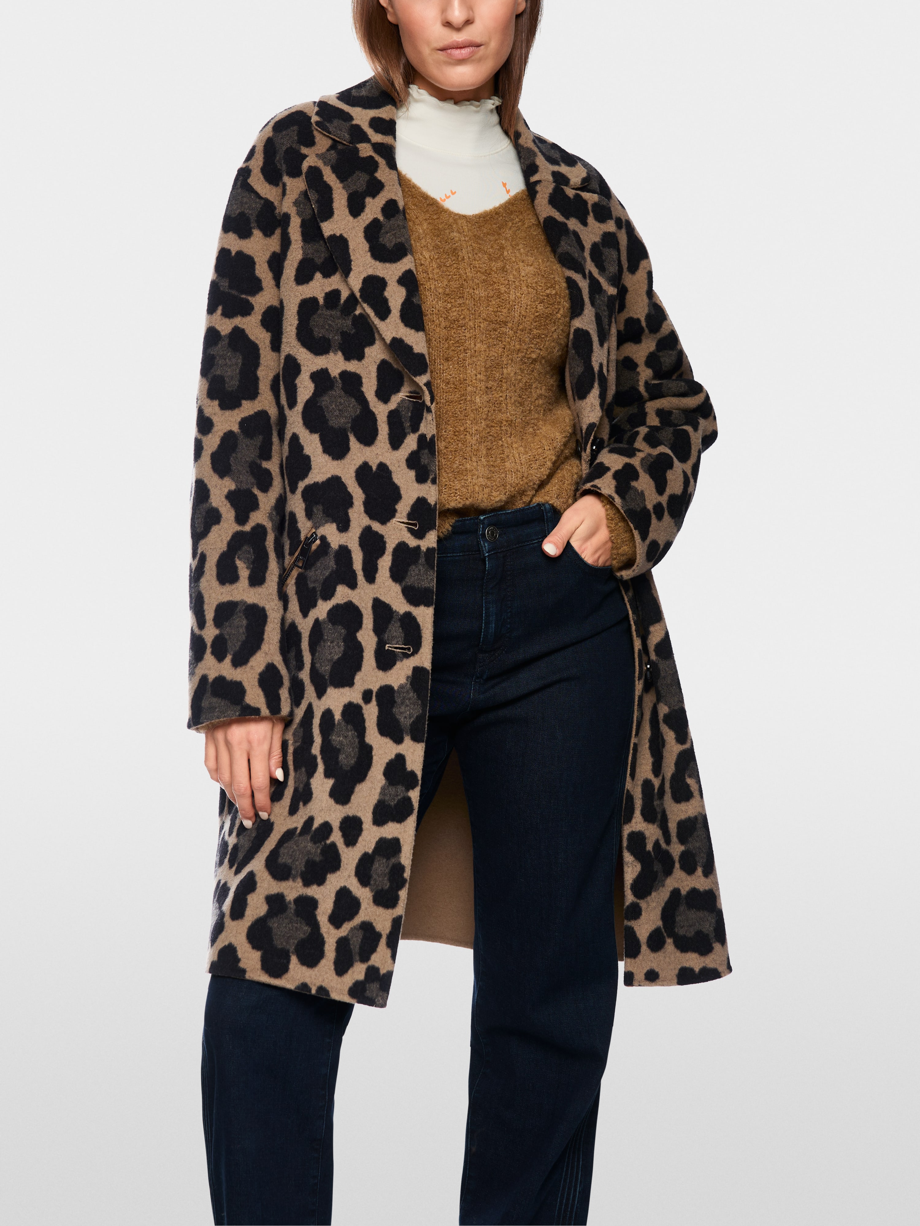 Marc Cain Reversible coat with leopard print