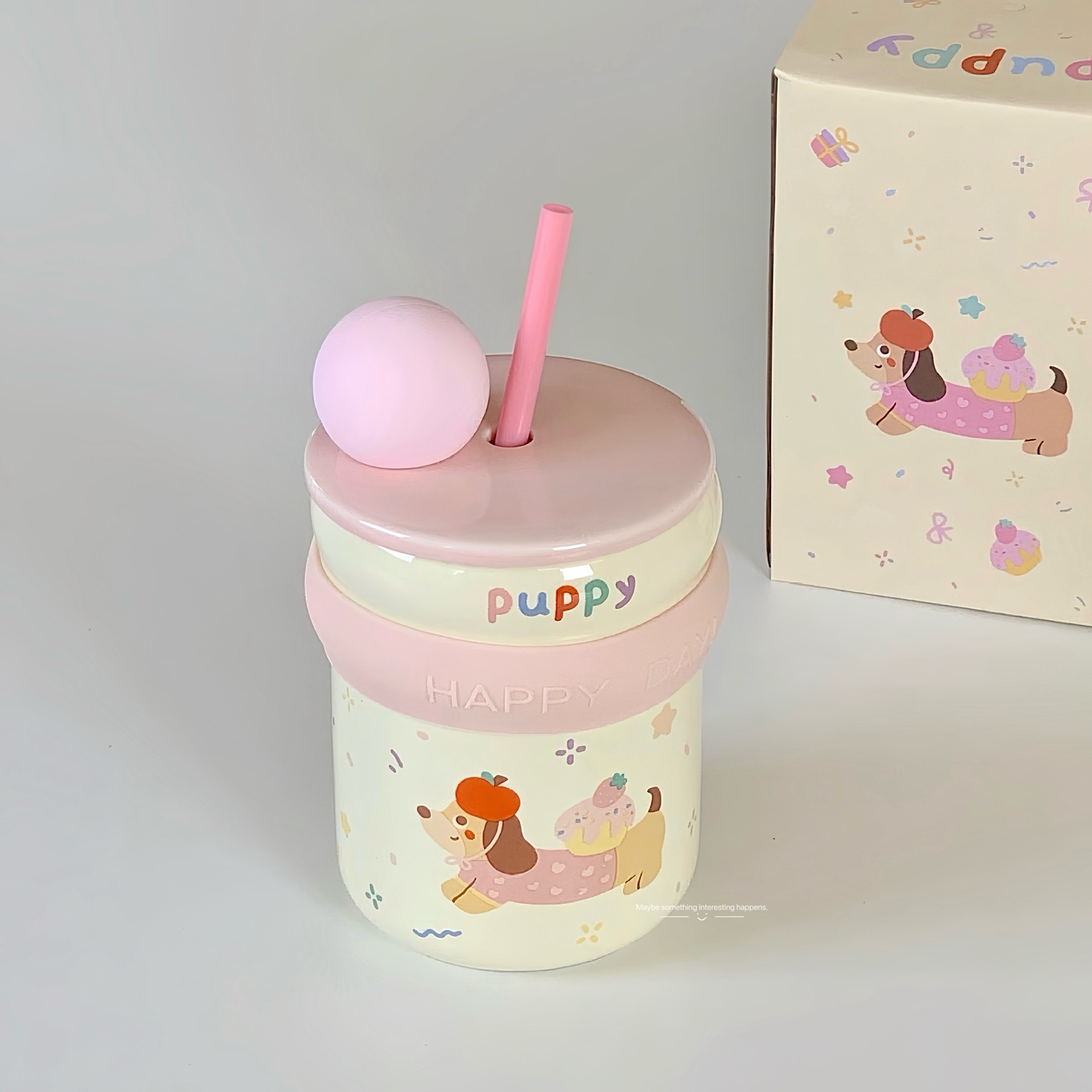 Puppy-Themed Straw Cup