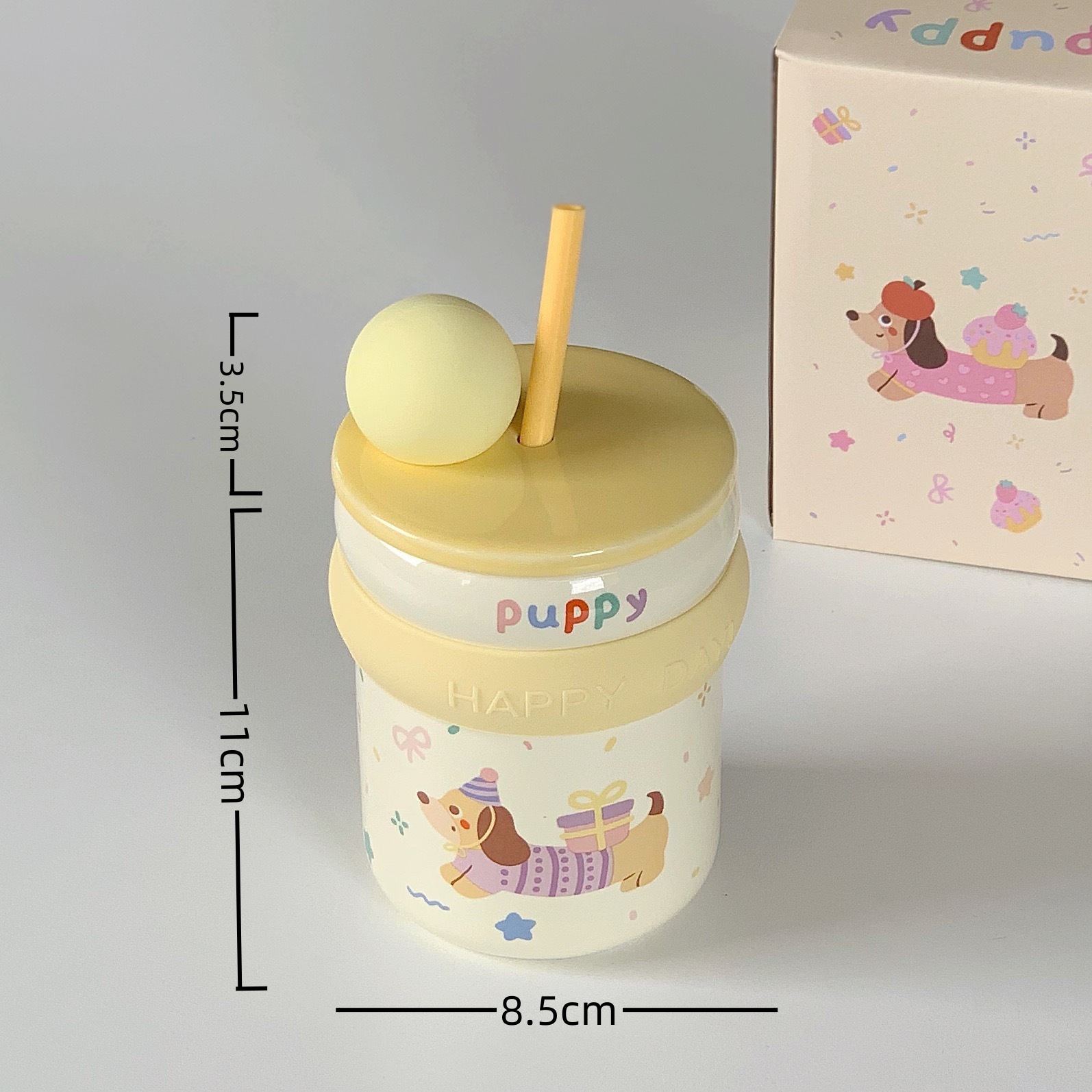 Puppy-Themed Straw Cup