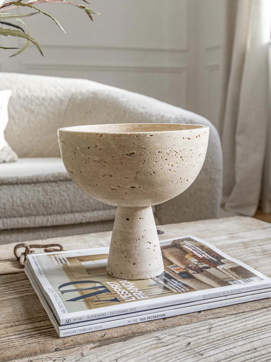 Skulpturelle Schale Travertin