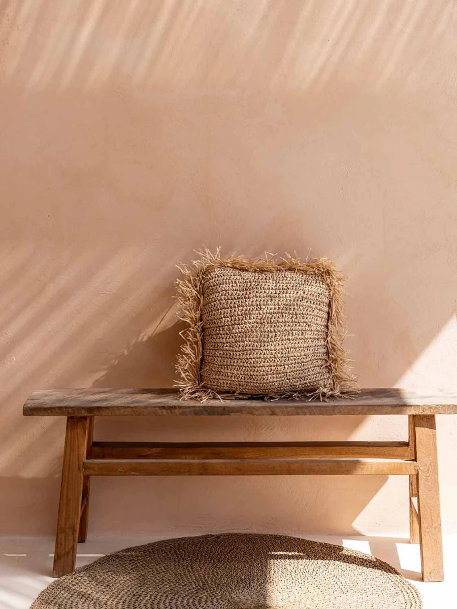 Handgewebtes Kissen Adeline aus Bast