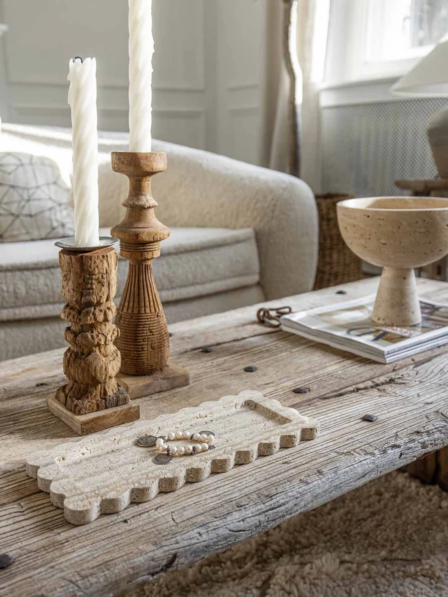 Skulpturelle Schale Travertin