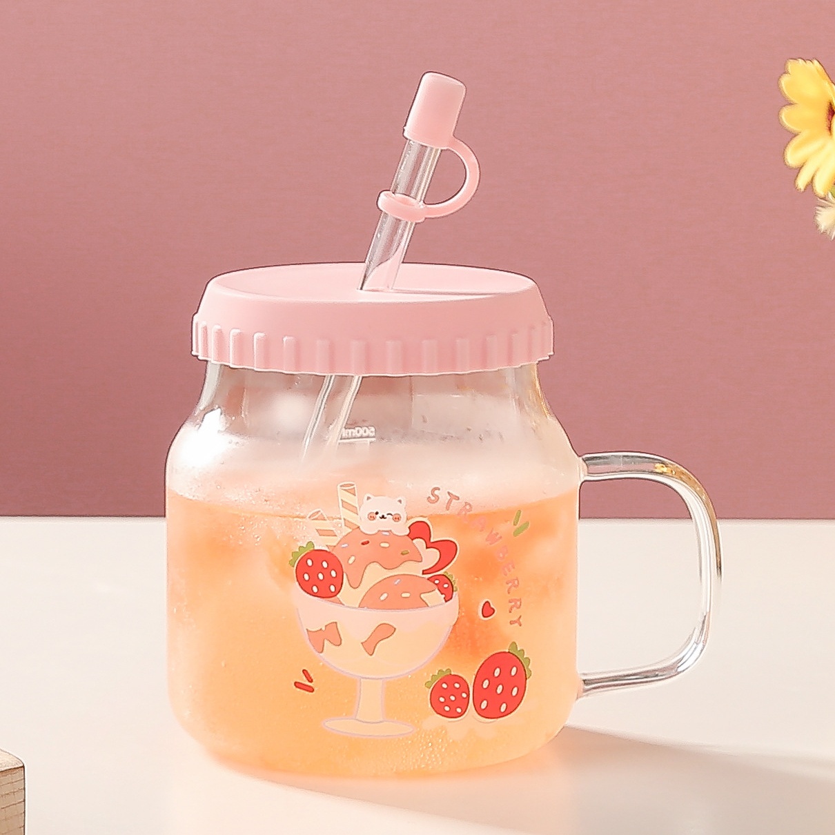 Straw Mug with Handle